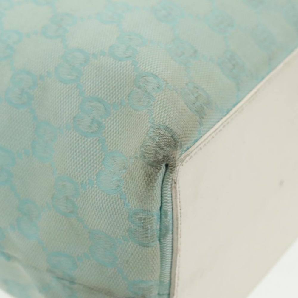 GUCCI GG Canvas Tote Bag Light Blue Gold 002 1098 Auth 99662 - Picture 10 of 16